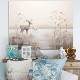 Beige Deer Charm In Winter - Animals Canvas Wall Art