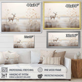 Beige Deer Charm In Winter - Animals Canvas Wall Art