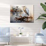 Heron At The Lake Horizon - Animals Canvas Wall Art