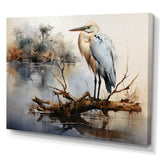 Heron At The Lake Horizon - Animals Canvas Wall Art