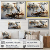 Heron At The Lake Horizon - Animals Canvas Wall Art