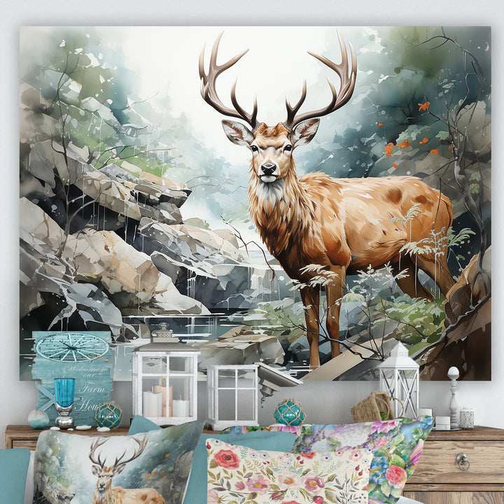 Deer Scenery Minimalism - Deer Home Decor Art