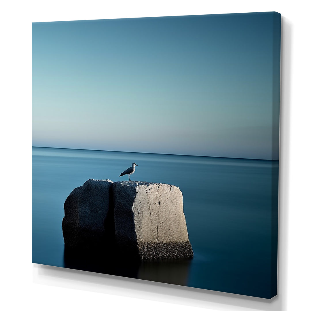 Coastal Seagull Scenery Minimalism - Coastal Animal Living Room Wall Art
