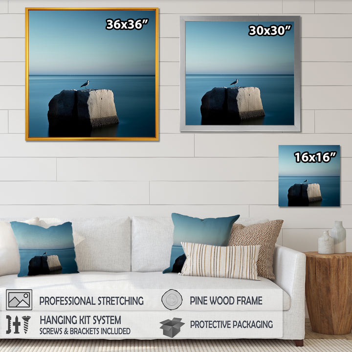 Coastal Seagull Scenery Minimalism - Coastal Animal Living Room Wall Art