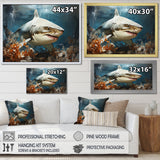 Minimalism Shark Hunting - Coastal Animal Bedroom Wall Art