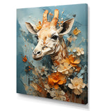 Blue And Beige Giraffe Portrait - Giraffe Canvas Wall Art