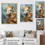 Blue And Beige Giraffe Portrait - Giraffe Canvas Wall Art