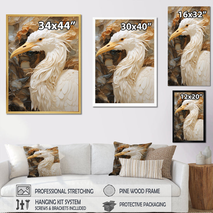 Modern Beige Heron Portrait - Heron Wall Decor