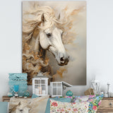 Minimal Beige And White Horse Portrait - Horse Wall Decor