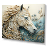 Minimal Blue And White Horse Portrait - Horse Wall Art Prints