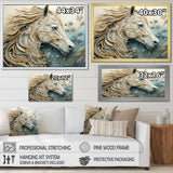 Minimal Blue And White Horse Portrait - Horse Wall Art Prints