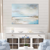 Beige And Blue Beach Minimal Horizon I - Coastal Canvas Wall Art