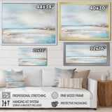 Beige And Blue Beach Minimal Horizon I - Coastal Canvas Wall Art