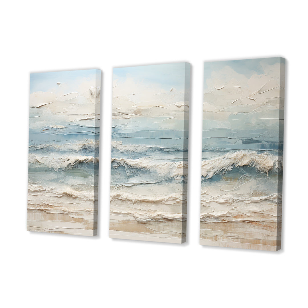 Beige And Blue Coastal Beach Paint - Multi-Panels