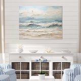 Beige And Blue Coastal Beach Paint - Coastal Canvas Wall Art