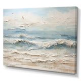 Beige And Blue Coastal Beach Paint - Coastal Canvas Wall Art