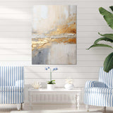 Golden And Beige Abstract Fusion I - Coastal Canvas Wall Art