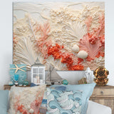 Pink And White Coastal Coral Collage V - Animals Canvas Wall Art