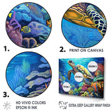 Blue Sea Turtle World - Animals Canvas Wall Art