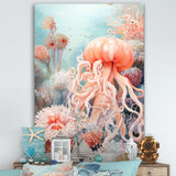 Pink Jellyfish Undersea Wonders - Jellyfish Framed Canvas Art