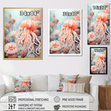 Pink Jellyfish Undersea Wonders - Jellyfish Framed Canvas Art