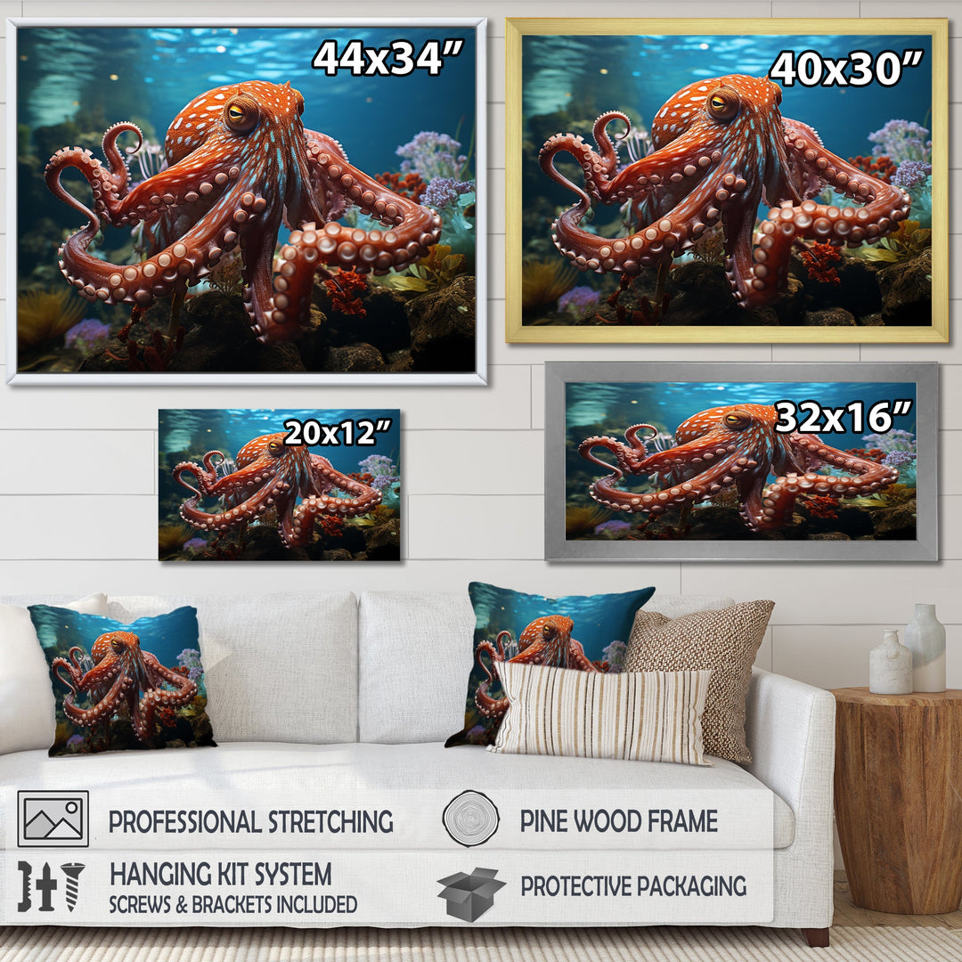 The Graceful Octopus - Octopus Large Canvas Wall Art