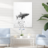 Monochrome Grey Shark Dance - Shark Wall Art Prints