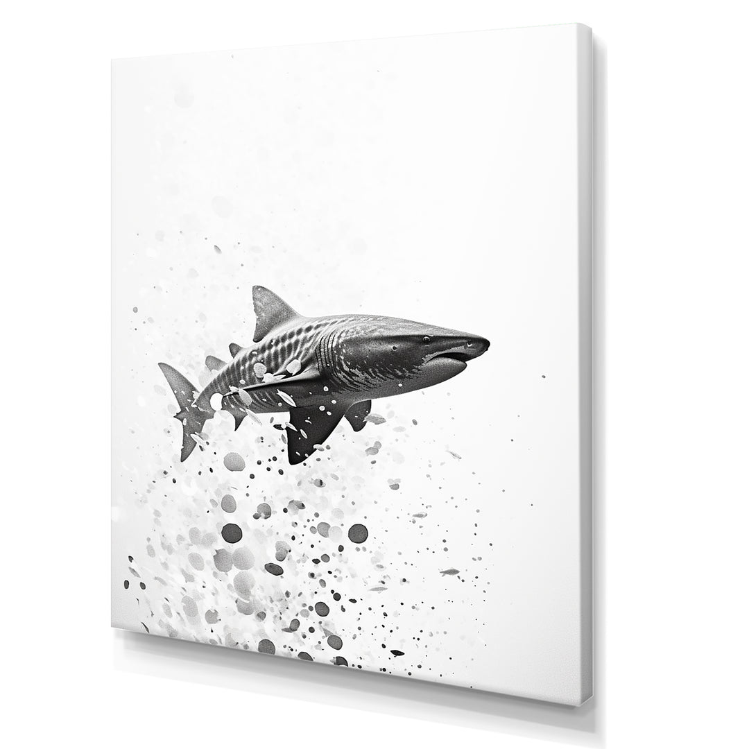 Monochrome Grey Shark Dance - Shark Wall Art Prints