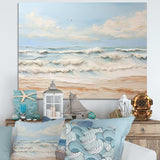 Modern Coastal Beige And Blue Beach - Coastal Canvas Wall Art