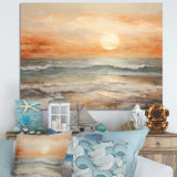 Beige And Golden Beach Sunset Paradise II - Coastal Canvas Wall Art