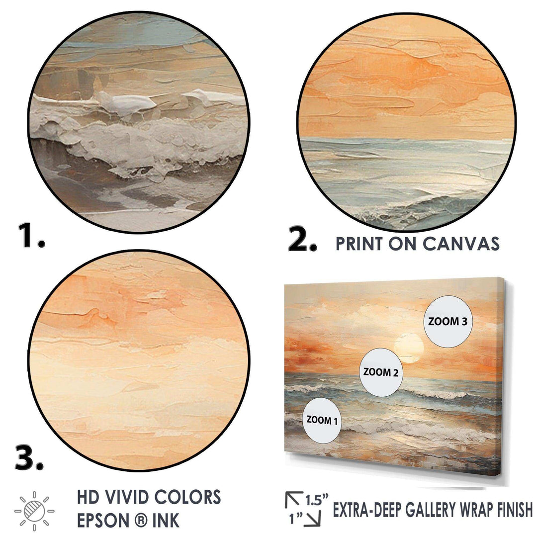 Beige And Golden Beach Sunset Paradise II - Coastal Canvas Wall Art
