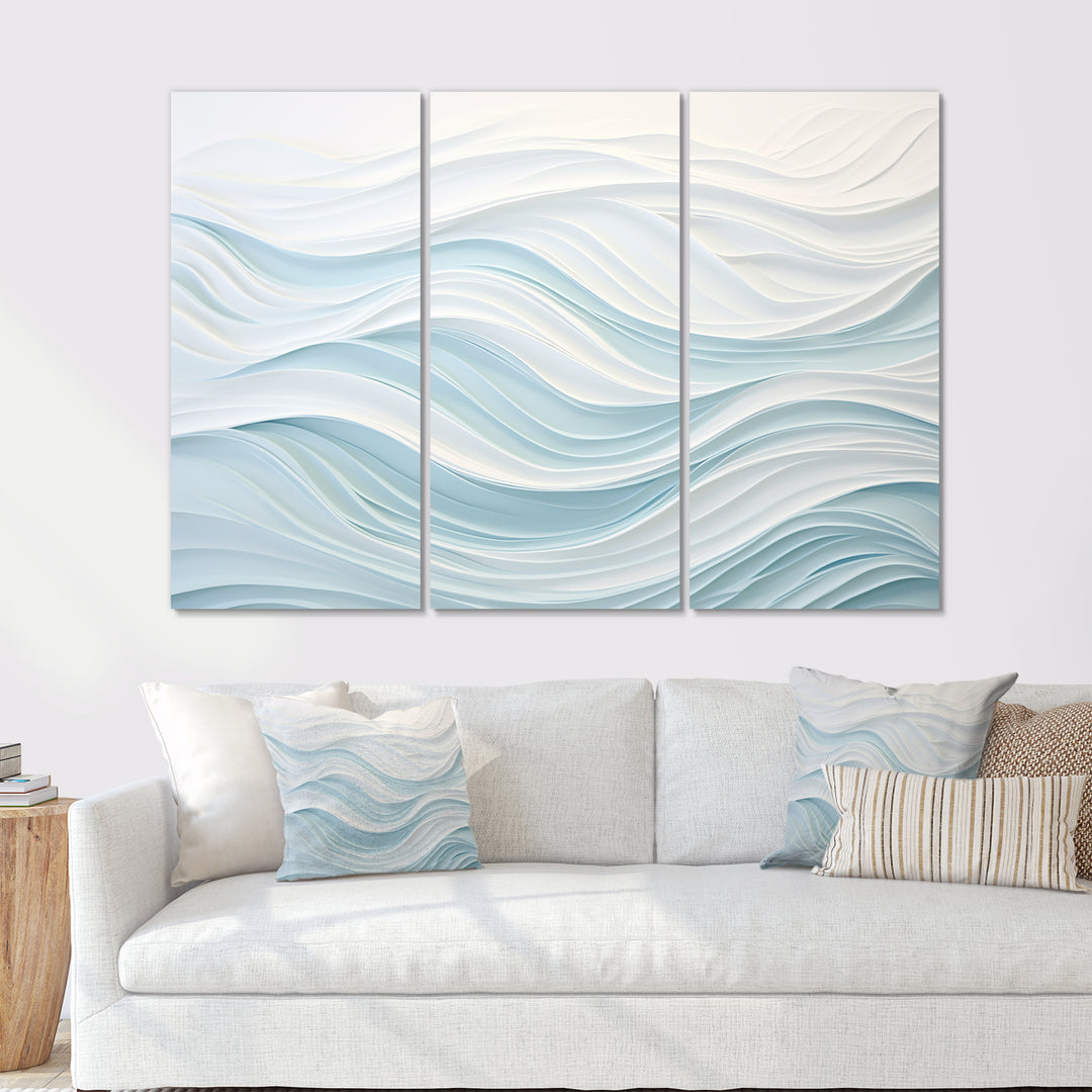 Blue And White Simplicity Wave - Multi-Panels