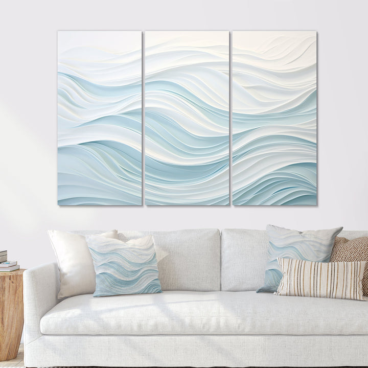 Blue And White Simplicity Wave - Split Panel Canvas Art
