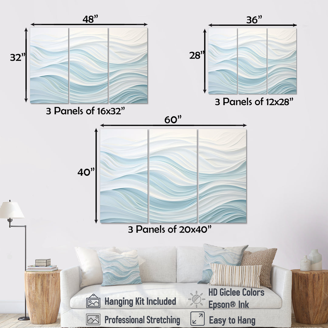 Blue And White Simplicity Wave - Split Panel Canvas Art