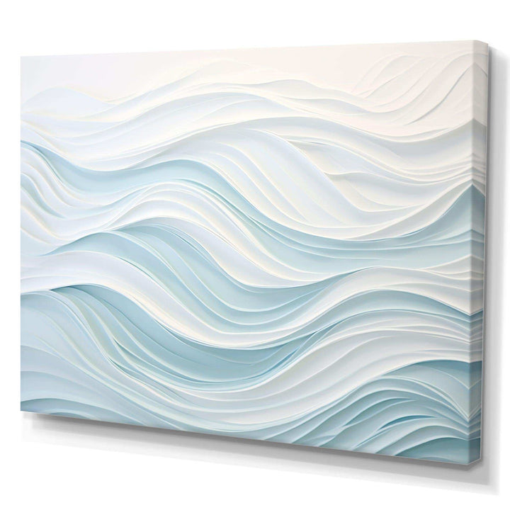 Blue And White Simplicity Wave - Abstract Canvas Wall Art