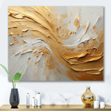 Gold And Beige Soft Wave Paint - Abstract Canvas Wall Art