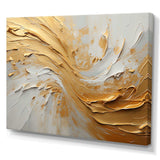 Gold And Beige Soft Wave Paint - Abstract Canvas Wall Art