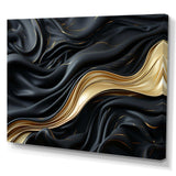 Gold And Black Soft Wave Fusion - Abstract Canvas Wall Art