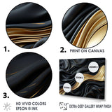 Gold And Black Soft Wave Fusion - Abstract Canvas Wall Art