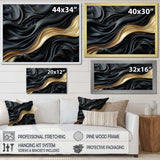 Gold And Black Soft Wave Fusion - Abstract Canvas Wall Art