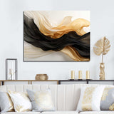 Gold And Black Soft Wave Fusion IV - Abstract Canvas Wall Art