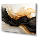 Gold And Black Soft Wave Fusion IV - Abstract Canvas Wall Art