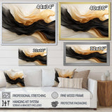 Gold And Black Soft Wave Fusion IV - Abstract Canvas Wall Art