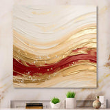 Gold And Red Soft Wave Fusion - Abstract Canvas Wall Art