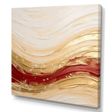 Gold And Red Soft Wave Fusion - Abstract Canvas Wall Art