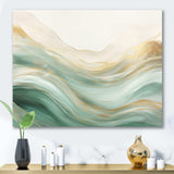 Gold And Green Soft Wave Fusion I - Abstract Canvas Wall Art