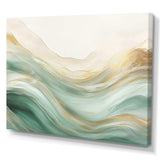 Gold And Green Soft Wave Fusion I - Abstract Canvas Wall Art