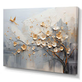 Japan Beige And Gold Tree Vision - Abstract Canvas Wall Art