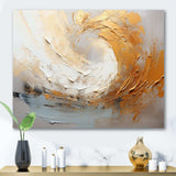 Gold And Beige Soft Wave Paint III - Abstract Canvas Wall Art