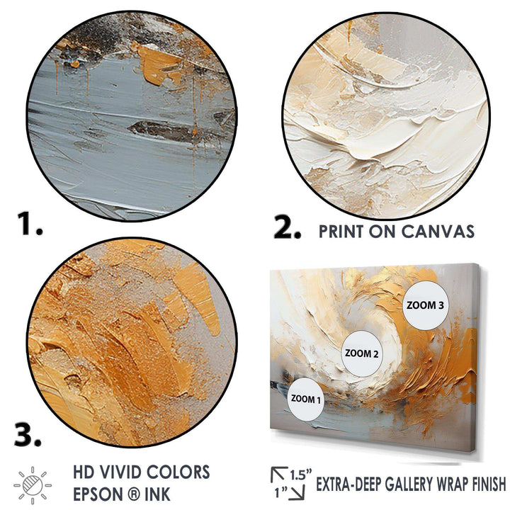 Gold And Beige Soft Wave Paint III - Abstract Canvas Wall Art